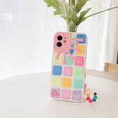 Kleur klein roosterpatroon siliconen beschermhoes iPhone 12 Pro Max (wit)