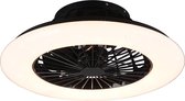 LED Plafondlamp met Ventilator - Plafondventilator - Trion Romina - 30W - Aanpasbare Kleur - Rond - Mat Zwart - Kunststof - BSE