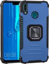 Voor Huawei Y9 (2019) Fierce Warrior-serie Armor All-inclusive schokbestendig aluminium + TPU-beschermhoes met ringhouder (blauw)