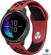 Siliconen Smartwatch bandje - Geschikt voor  Garmin Venu sport bandje - rood/zwart - Strap-it Horlogeband / Polsband / Armband