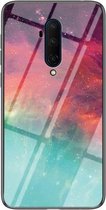 Voor OnePlus 7T Pro Sterrenhemel Geschilderd Gehard Glas TPU Schokbestendig Beschermhoes (Kleur Sterrenhemel)