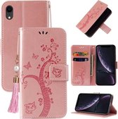 Voor Samsung Galaxy A01 Core Reliëf Lucky Tree Horizontale Flip Lederen Case met Houder & Kaartsleuf & Portemonnee & Lanyard (Rose Goud)