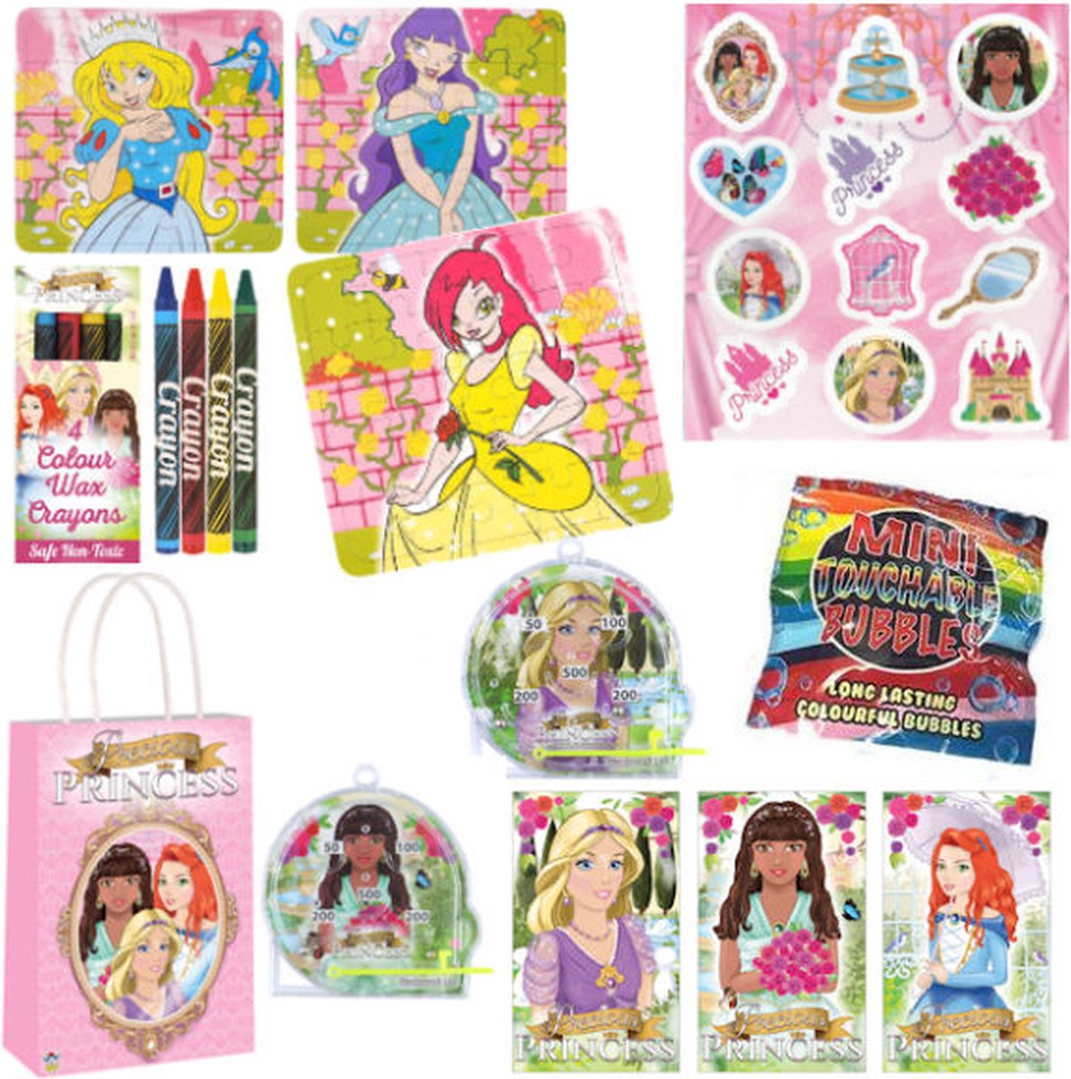 10 STUKS - LUXE PRINSESSEN - Traktatie Tas - INCLUSIEF SPEELGOED - Traktaties Uitdeelcadeaus voor Verjaardagen en Kinderfeestjes