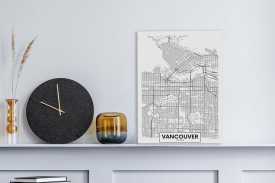 Toile Peintures Carte - Vancouver - Canada - Simple - 30x40 cm - Décoration murale