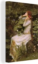 Canvas schilderij 80x160 cm - Wanddecoratie Ophelia - schilderij van John William Waterhouse - Muurdecoratie woonkamer - Slaapkamer decoratie - Kamer accessoires - Schilderijen