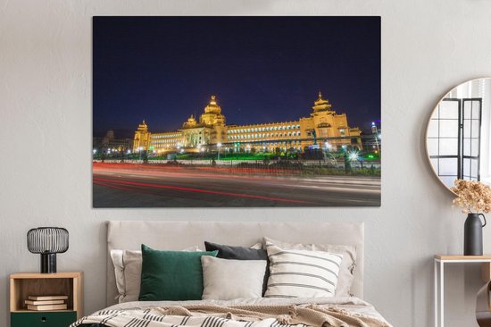 Tableau sur toile A Vidhana Soudha couleur or à Bangalore - 150x100 cm - Décoration murale