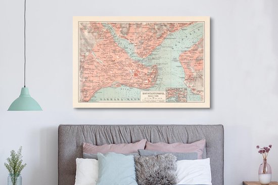 Peintures sur Toile - Vintage - Carte - Couleurs - 150x100 cm - Décoration murale