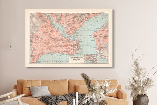 Peintures sur Toile - Vintage - Carte - Couleurs - 150x100 cm - Décoration murale