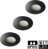 Inbouwspots badkamer - 3-pack - IP65 + Philips GU10 LED - 3.5W - 3000K warm wit