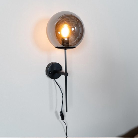 Wandlamp binnen Vita 1-lichts - Smoke rookglas - Wandverlichting voor  binnen | bol.com