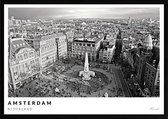 Poster Stad Amsterdam - A3 - 30 x 40 cm - Inclusief lijst (Zwart MDF)