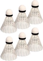 Set van 6x stuks badminton shuttles wit - Witte kunststof shuttles om mee te badmintonnen -  8 x 6 cm.