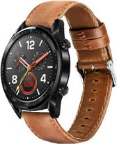 Leer Smartwatch bandje - Geschikt voor  Huawei Watch GT leren bandje - bruin - 42mm - Horlogeband / Polsband / Armband