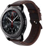 Samsung Galaxy Watch leren band 45mm / 46mm - donkerbruin + glazen screen protector