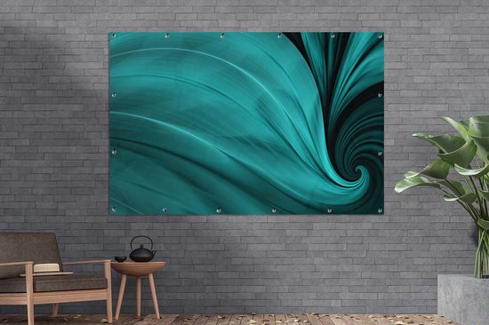 Fond aux couleurs d'une affiche de jardin plume de paon 180x120 cm - Toile de jardin / Toile d'extérieur / Peintures d'extérieur (décoration de jardin) XXL / Groot format!