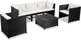 Medina 6-delige Loungeset met kussens poly rattan zwart