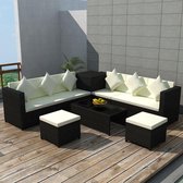 Medina 8-delige Loungeset met kussens poly rattan zwart