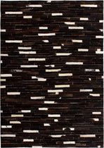 Medina Vloerkleed streep patchwork 120x170 cm echt leer zwart/wit