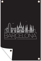 Tuinposter - Tuindoek - Tuinposters buiten - Skyline "Barcelona" zwart - 80x120 cm - Tuin