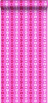 ESTAhome behang kant-motief roze en rood - 136827 - 53 cm x 10,05 m