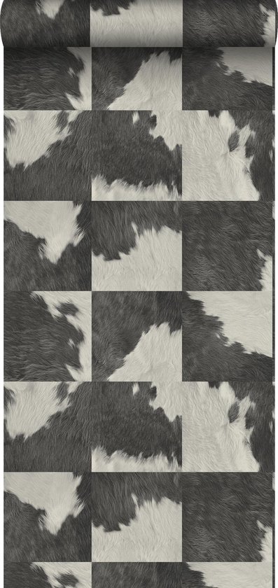 Dempsey Maria Hoeveelheid geld Origin Wallcoverings behang koeienhuid-look zwart wit - 347805 - 0,53 x  10,05 m | bol.com