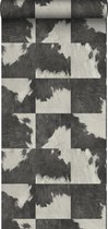 Origin Wallcoverings behang koeienhuid-look zwart wit - 347805 - 0,53 x 10,05 m