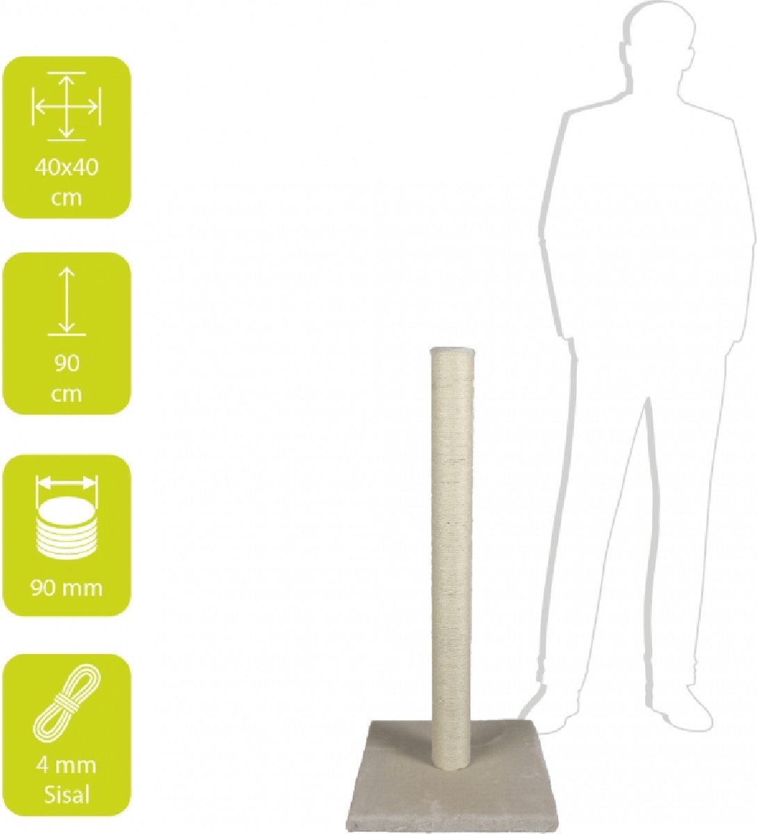 Ebi Classic Eco Highpost - Krabpaal - Beige - 40 x 40 x 90 cm