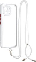 Voor Xiaomi Mi 11 Transparante pc + TPU-telefoonhoes met contrastkleurknop en nekkoord (wit)