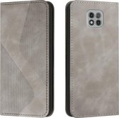 Voor Motorola Moto G Power 2021 Skin Feel Magnetisch S-type Effen Kleur Horizontale Flip Lederen Case met Houder & Kaartsleuf & Portemonnee (Grijs)