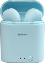 Denver TWE-46 - Earbuds - Wireless - Draadloos Oordopjes - Bluetooth - met oplaad case - handsfree - sporten - headset - In-ear - Bluetooth 5.0 - Licht blauw