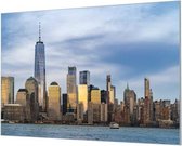 Wandpaneel New York City Financial District  | 120 x 80  CM | Zwart frame | Wand-beugels (27 mm)