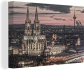 La cathédrale gothique au crépuscule à Cologne Toile 30x20 cm - petit - Tirage photo sur toile (Décoration murale salon / chambre)