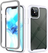 iPhone 11 Full Body Hoesje - 2-delig Rugged Back Cover Siliconen Case TPU Schokbestendig - Apple iPhone 11 - Transparant / Wit