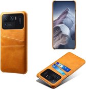 Xiaomi Mi 11 Ultra hoesje - MobyDefend Lederen Backcover Met Vakjes Voor Pasjes - Cognacbruin - GSM Hoesje - Telefoonhoesje Geschikt Voor: Xiaomi Mi 11 Ultra