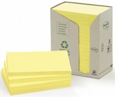 Post-it® Recycled Zelfklevend Notitieblok, 76 x 127 mm, geel, 100 vel, torenverpakking (pak 16 blokken)