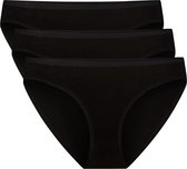 Comfortabel & Zijdezacht Bamboo Basics Julia - Bamboe Taille Slips (Multipack 3 stuks) Dames - Onderbroek - Ondergoed - Zwart - XL