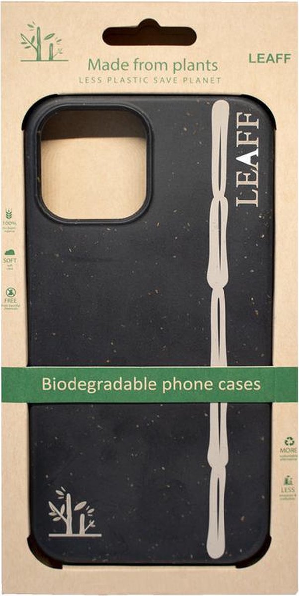 - LEAFF Suikerriet Back Cover Softcase Hoesje Geschikt voor iPhone 11 Pro Max - Duurzaam Volledig Composteerbaar Zwart