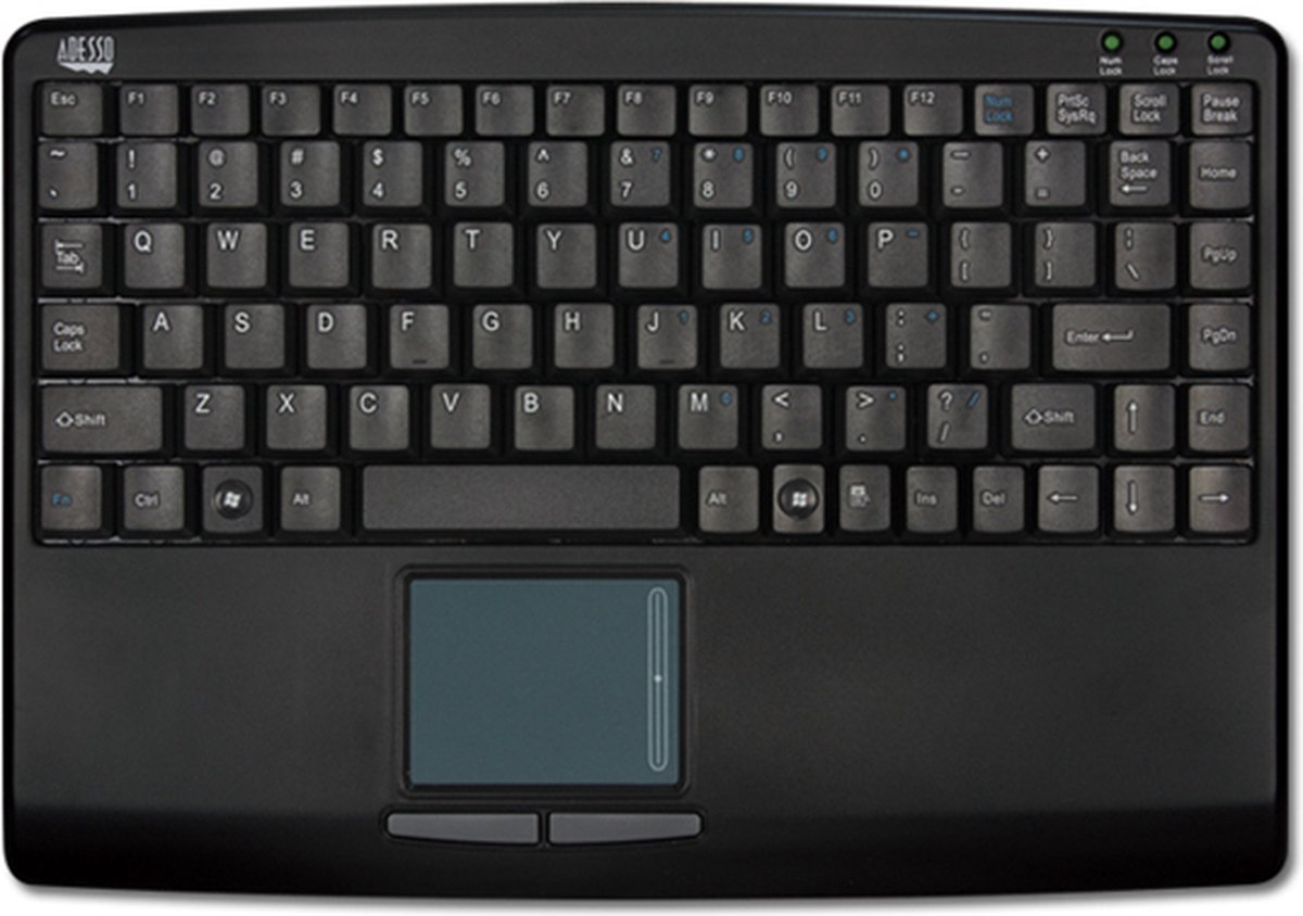 Adesso Slim Touch Mini Keyboard with built in Touchpad (Black)