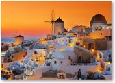 Oia bij zonsondergang, Santorini Griekenland - 70x50 Canvas Liggend - Besteposter