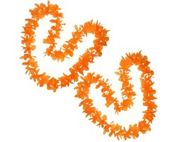 Set van 4x stuks oranje Hawaii bloemen krans slinger - Oranje supporter koningsdag feestartikelen