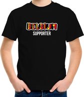 Zwart Belgium fan t-shirt voor kinderen - Belgium supporter - Belgie supporter - EK/ WK shirt / outfit L (146-152)