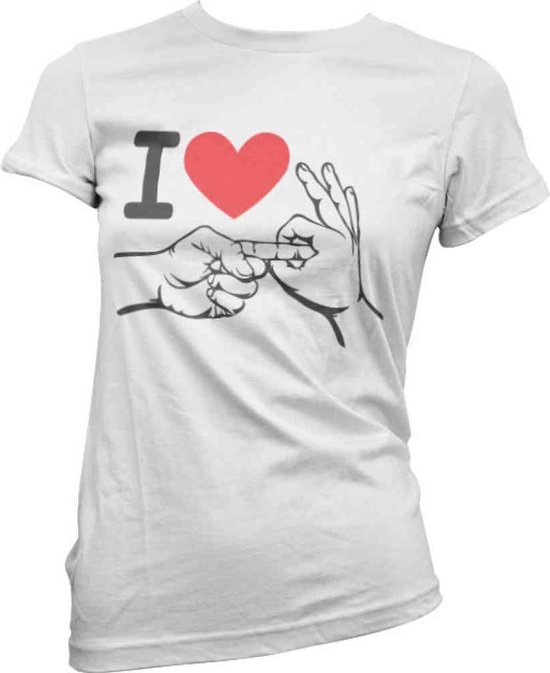 Tshirt Fun pour dames - S- J'aime faire l'amour Wit