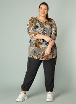 YESTA Harmina Blouse - Black Multi Colour - maat 4(54/56)