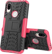 Xiaomi Redmi 7 Hoesje - Mobigear - Tire Serie - Hard Kunststof Backcover - Zwart / Roze - Hoesje Geschikt Voor Xiaomi Redmi 7