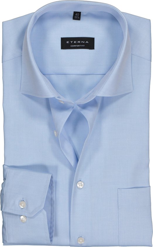 ETERNA comfort fit overhemd - niet doorschijnend twill heren overhemd - lichtblauw - Strijkvrij - Boordmaat: 54