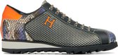 Harris Mannen Leren Croco Lage sneakers / Herenschoenen  2817 fluor - Antraciet - Maat 38.5