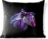 Buitenkussens - Tuin - Gekleurde bloem op zwarte achtergrond - 60x60 cm