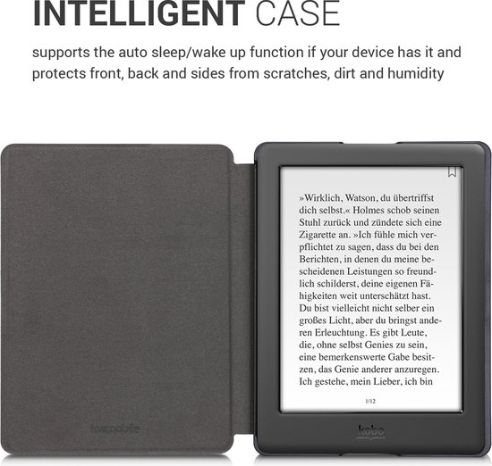 kwmobile e-reader hoesje geschikt voor Kobo Glo HD / Touch 2.0 hoes - E reader flip case met magnetische sluiting - Ereader cover - Travel Wereldkaart design in zwart / meerkleurig van Merkloos — afbeelding 2