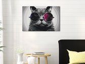 Doe-het-zelf op canvas schilderen - Cat With Glasses-60x40