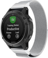 Milanees Smartwatch bandje - Geschikt voor  Garmin Fenix 5 / 6 Milanese band - zilver - Horlogeband / Polsband / Armband